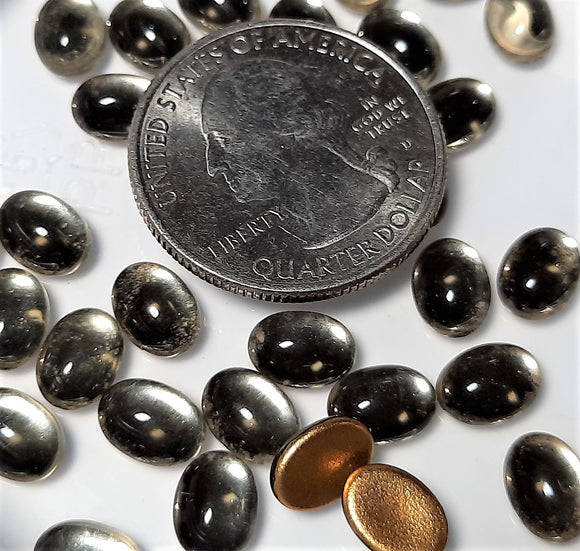 8x6mm Black Diamond Transparent Oval Glass Cabochons 24ct