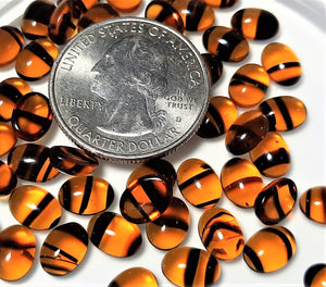 8x6mm Tortoise Shell Transparent Oval Glass Cabochons 24ct