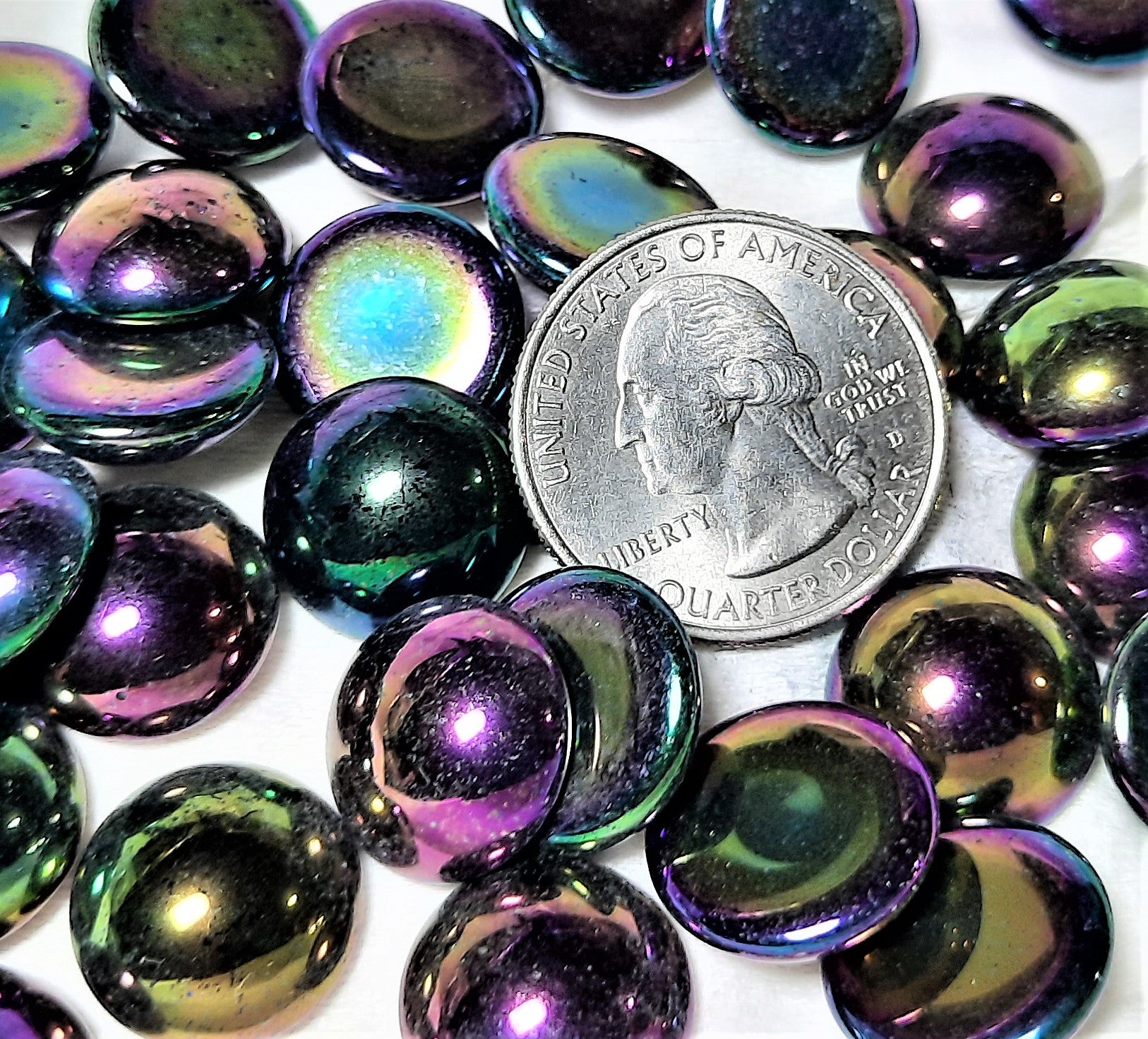 15mm Purple Iris Round Cabochons 2ct