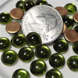 9mm Olivine Transparent Round Glass Cabochons 24ct