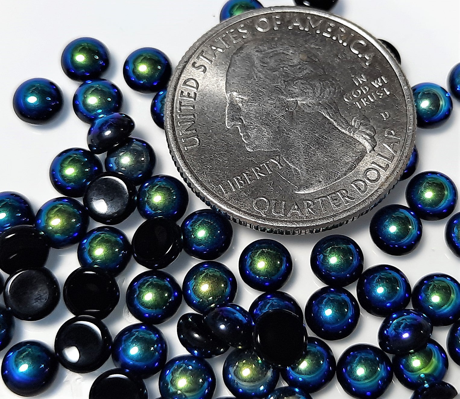 5mm Jet AB Opaque Round Glass Cabochons 36ct