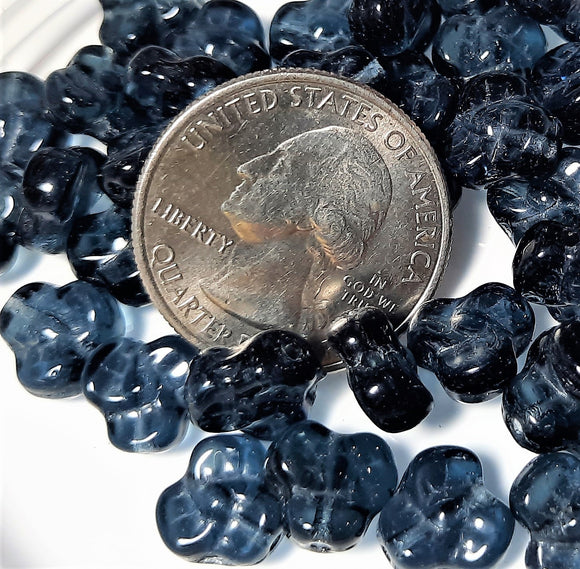 9mm Montana Glass Trillium Flower Beads 50ct