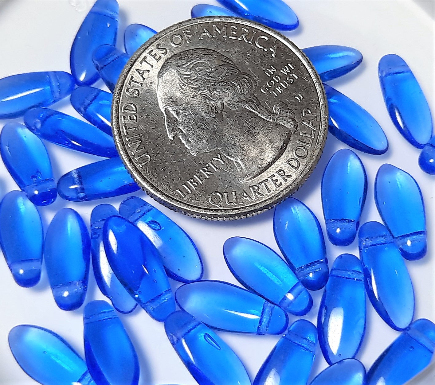 5x12mm Sapphire Side Drill Glass Dagger Beads 50ct