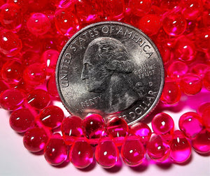 5x7mm Fuchsia Side Drill Glass Tear Drops Beads 30ct