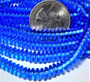 6mm Transparent Sapphire Smooth Pressed Glass Rondelle Beads 50ct