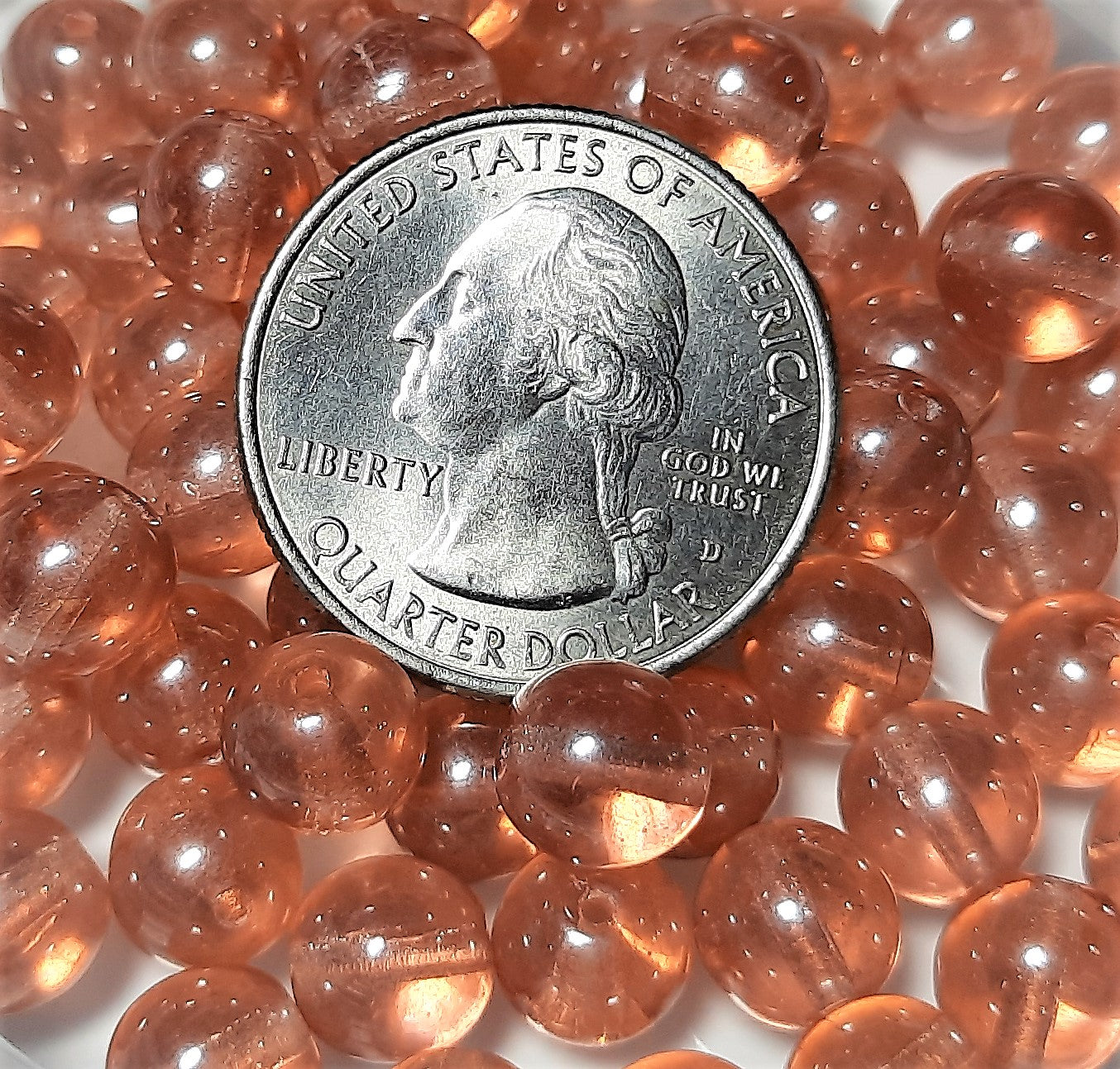 8mm Peach Shimmer Smooth Round Czech Glass Druk Beads 30ct