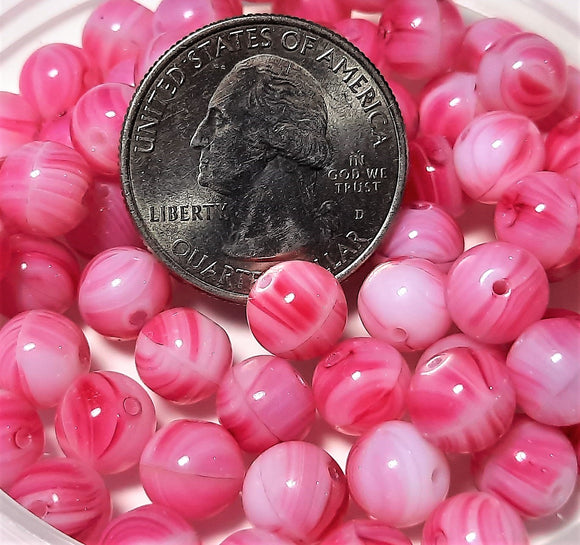 8mm Pink Quartz Smooth Round Czech Glass Druk Beads 30ct