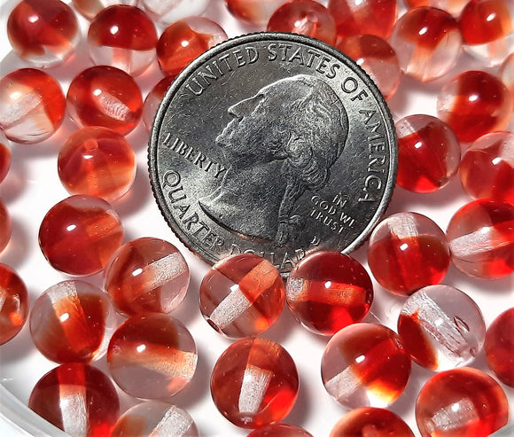 8mm Two-Tone Crystal Ruby Smooth Round Druk Beads 30ct