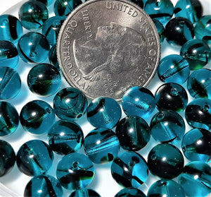 8mm Blue Tortoise Shell Smooth Round Czech Glass Druk Beads 20ct