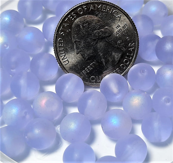 8mm Frosted Alexandrite AB Smooth Round Czech Glass Druk Beads 30ct