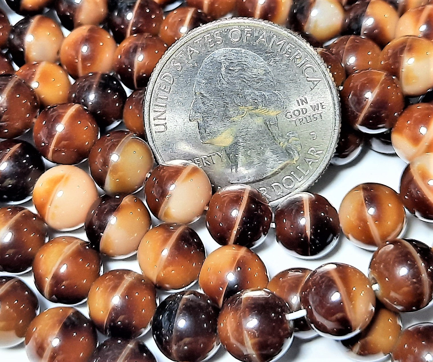 8mm Light Tiger Eye Smooth Round Druk Beads 20ct