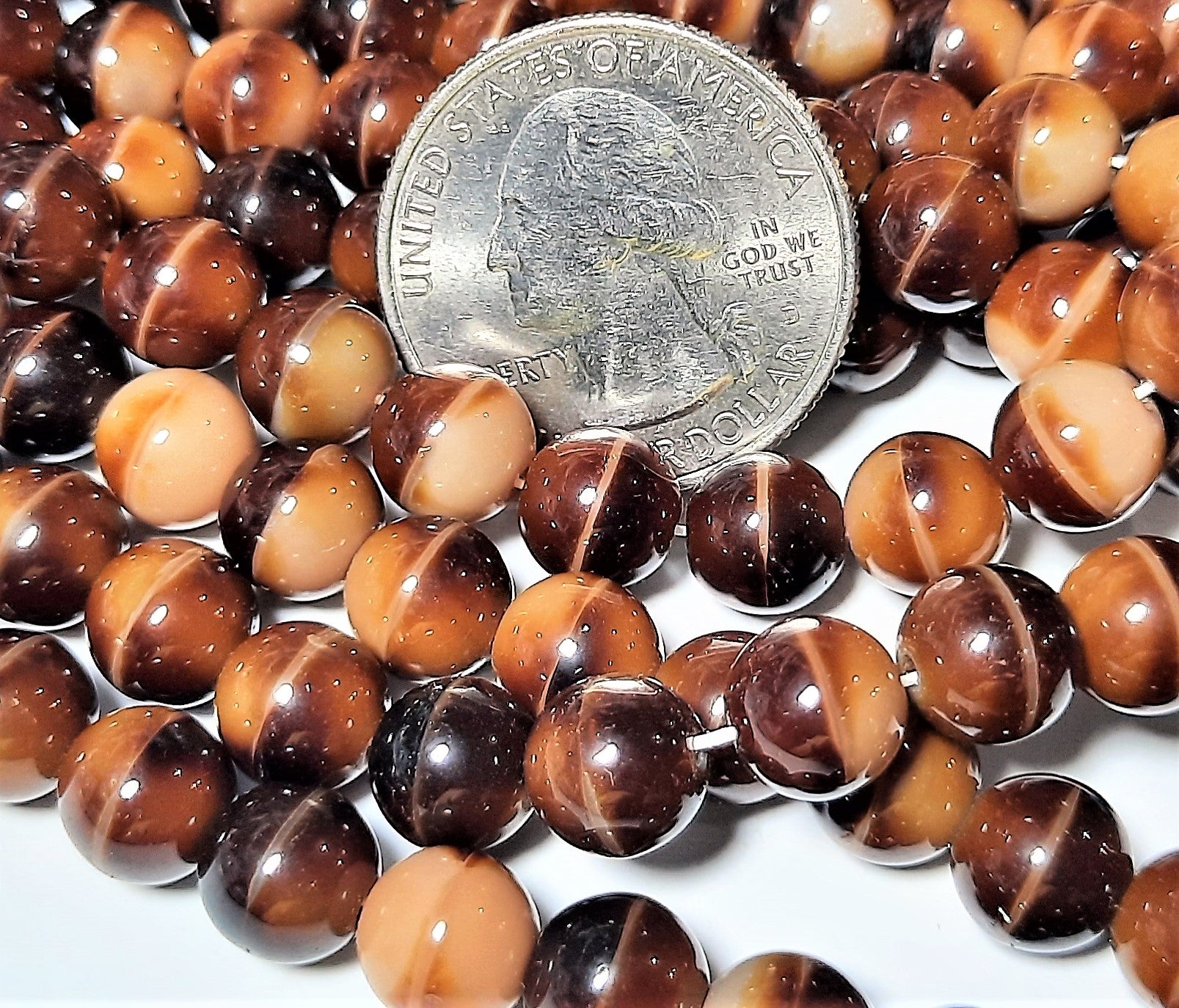 8mm Light Tiger Eye Smooth Round Druk Beads 20ct