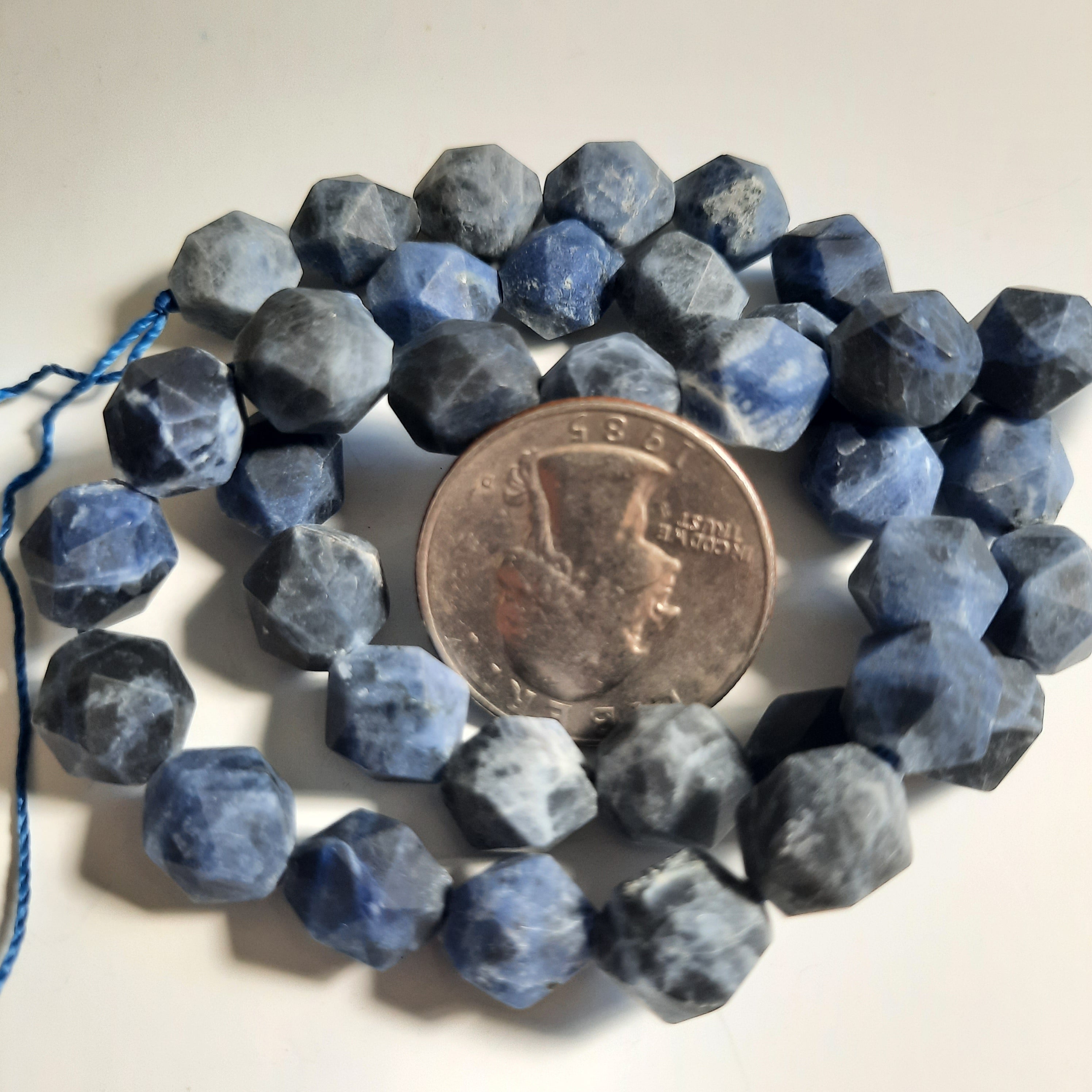 Matte Sodalite 10mm Star Cut Round Dakota Stones 8-inch Strand