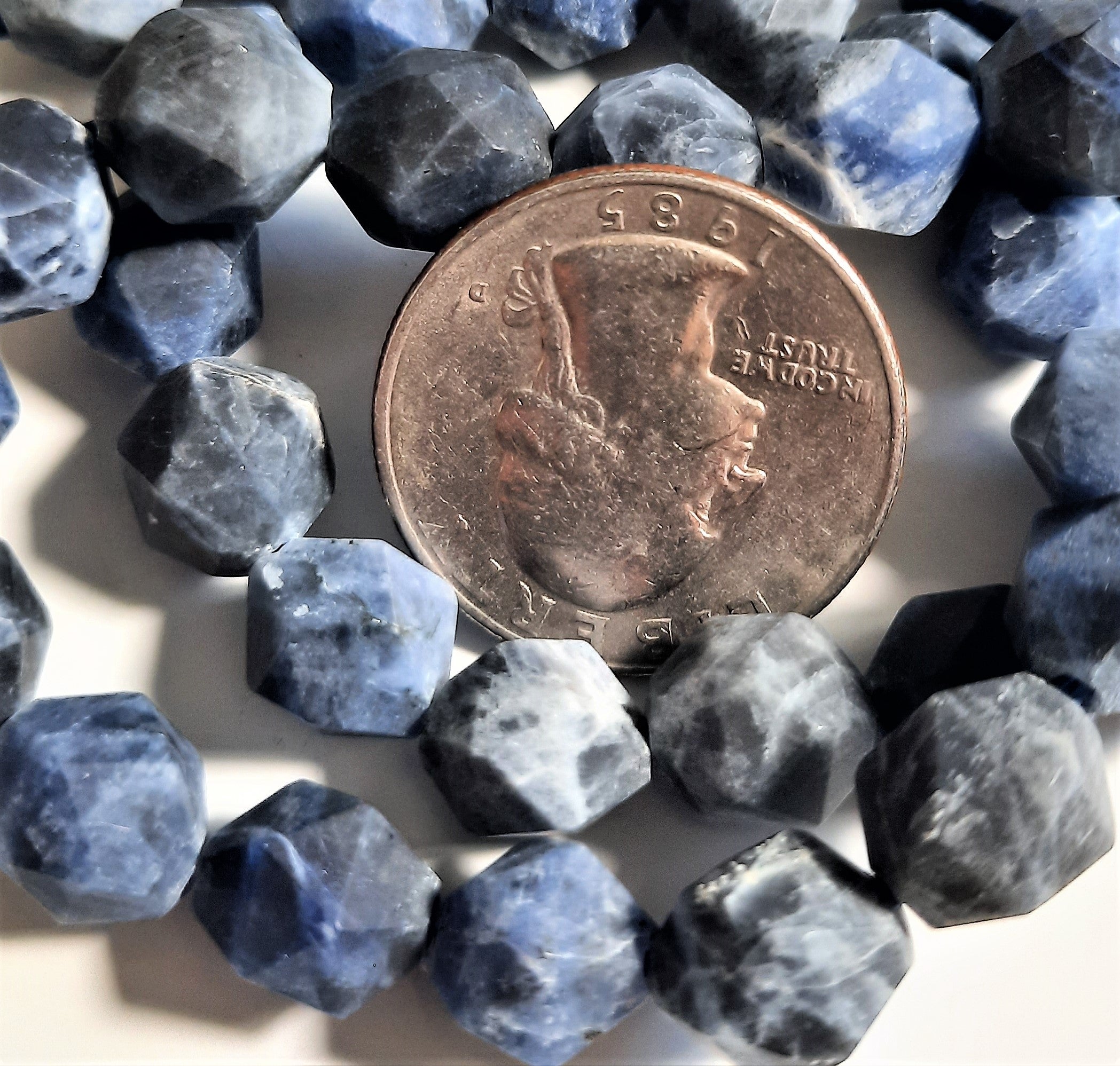 Matte Sodalite 10mm Star Cut Round Dakota Stones 8-inch Strand