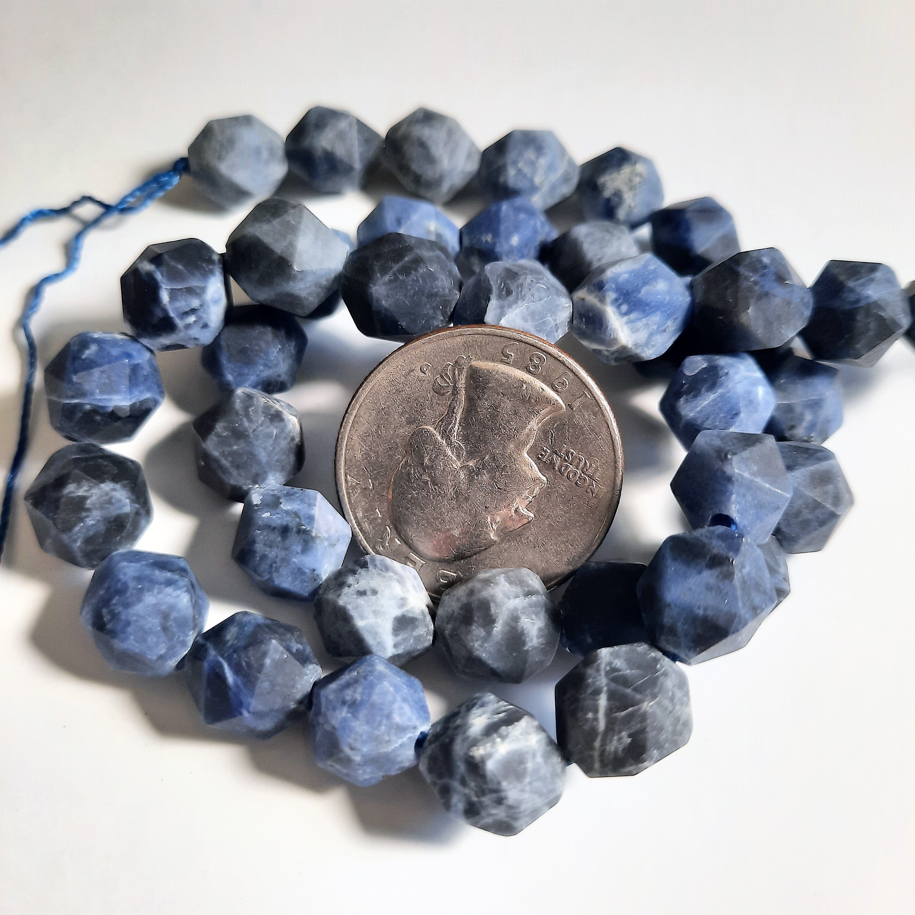 Matte Sodalite 10mm Star Cut Round Dakota Stones 8-inch Strand