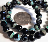 Black and Green Dyed 8mm Faceted Round Fire Agate Dakota Stones 8-inch Strand
