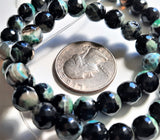 Black and Green Dyed 8mm Faceted Round Fire Agate Dakota Stones 8-inch Strand