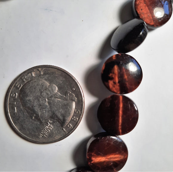 Red Tiger Eye 12mm Coin Dakota Stones 8-Inch ACTUAL STRAND