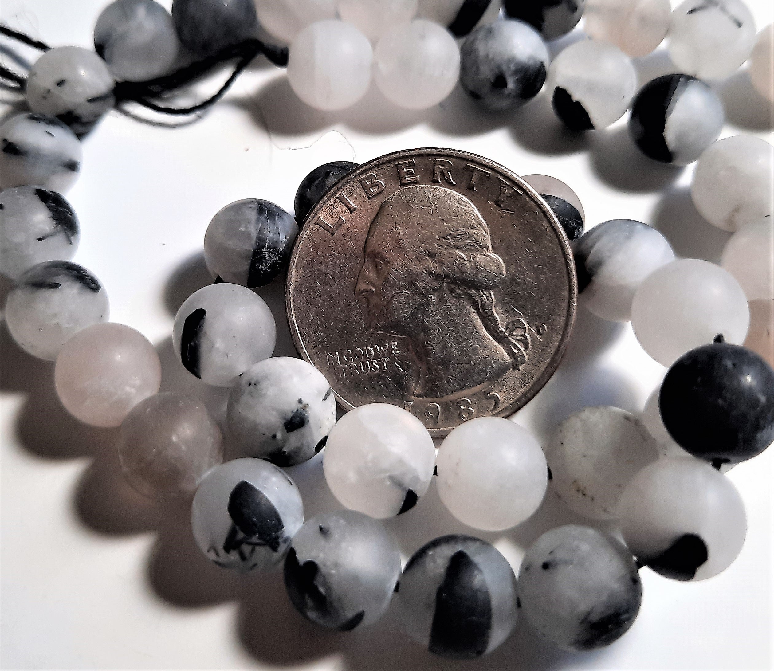 Matte Black Tourmalinated Quartz 8mm Round Dakota Stones 8-inch Strand