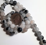 Matte Black Tourmalinated Quartz 8mm Round Dakota Stones 8-inch Strand