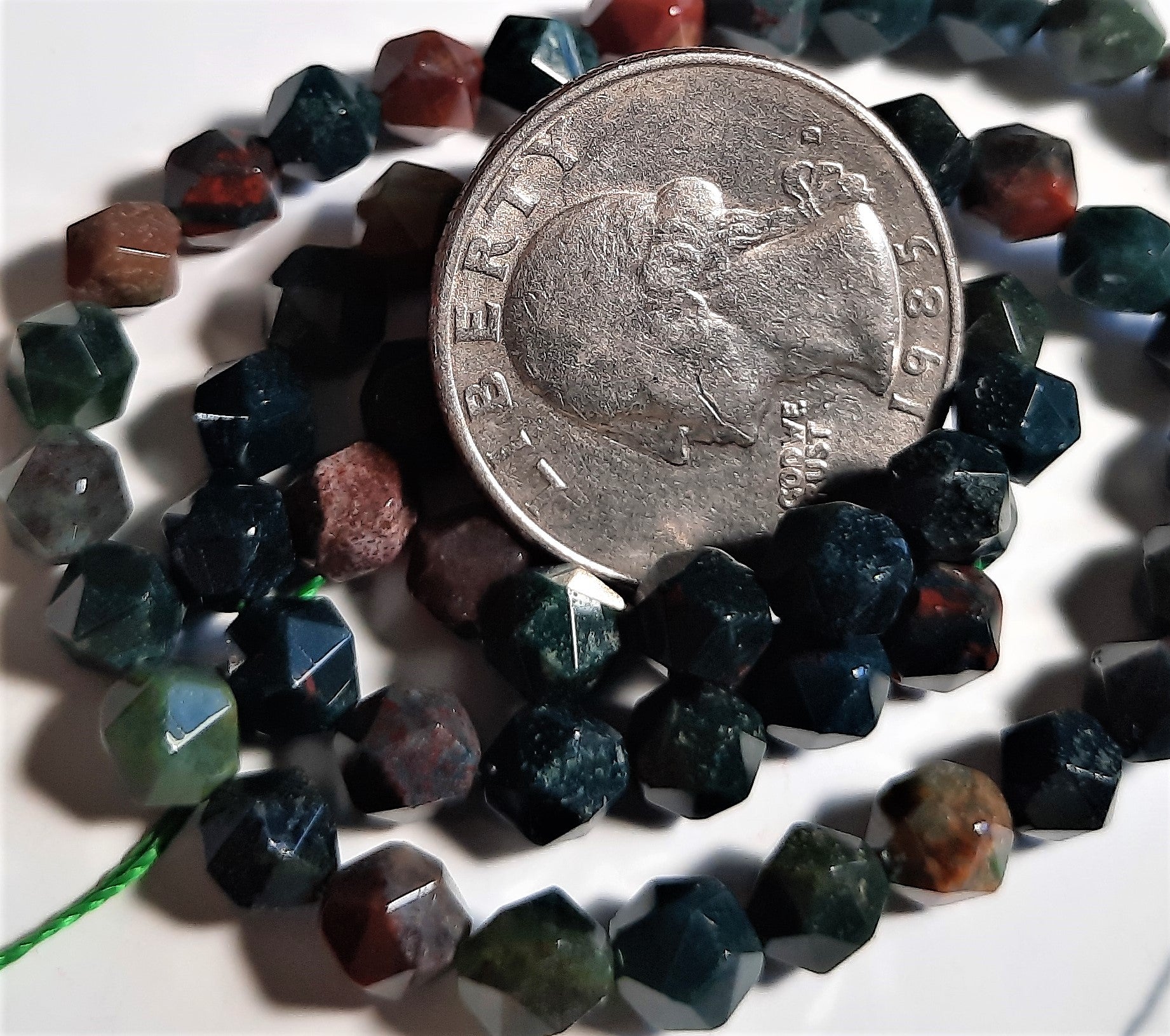 Bloodstone 6mm Star Cut Round Dakota Stones 8-inch Strand