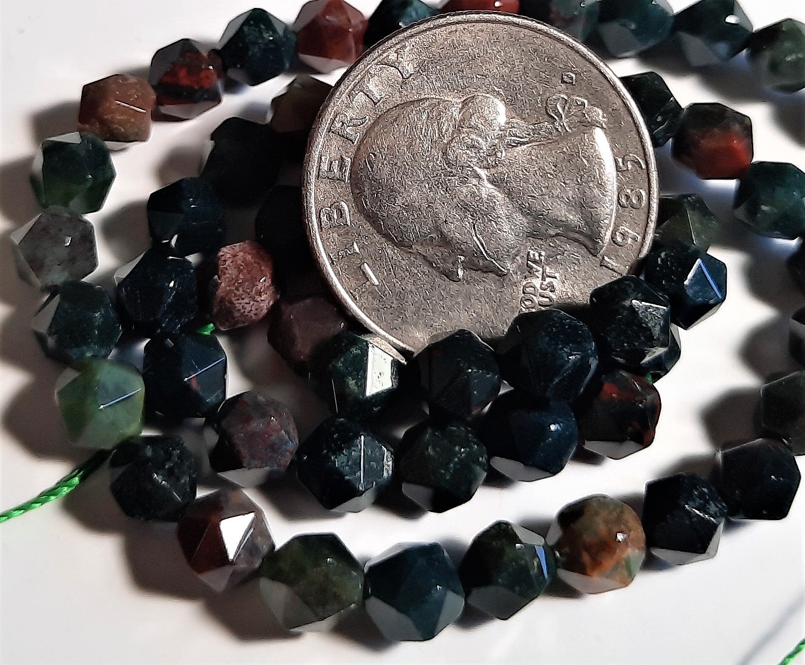 Bloodstone 6mm Star Cut Round Dakota Stones 8-inch Strand