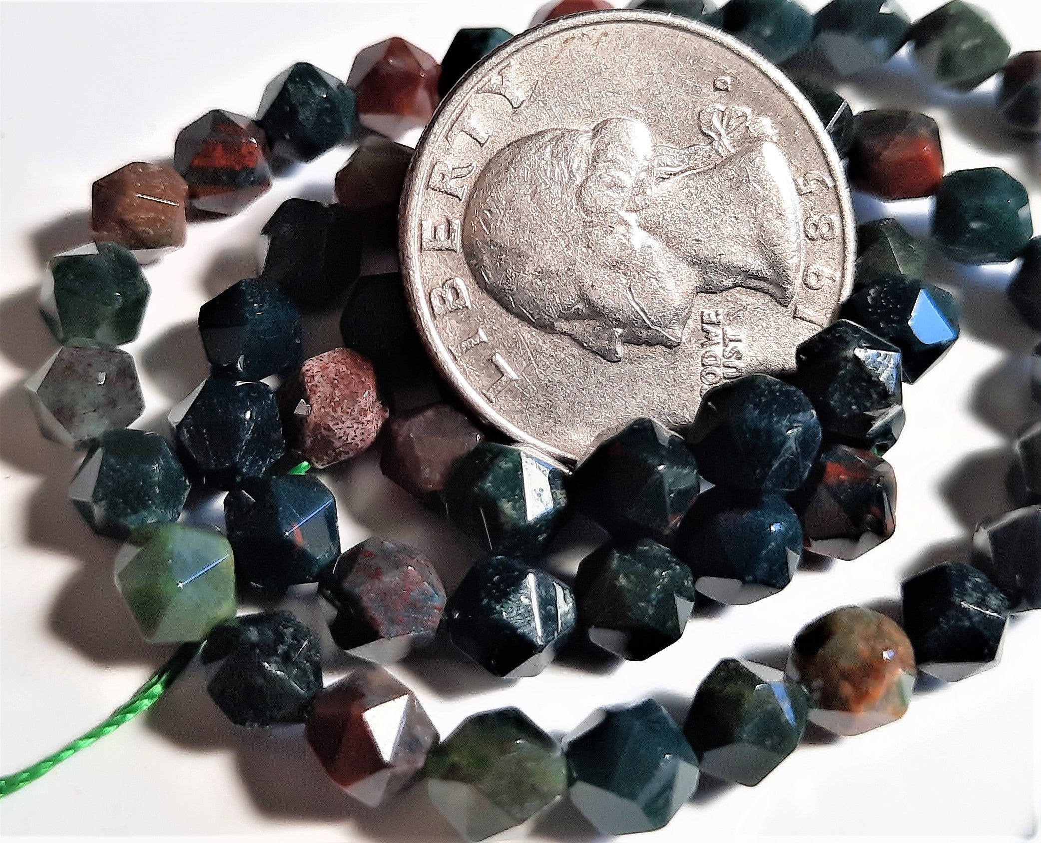 Bloodstone 6mm Star Cut Round Dakota Stones 8-inch Strand