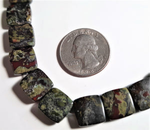 Dragon Blood Jasper 12mm Square Dakota Stones 8-Inch ACTUAL STRAND