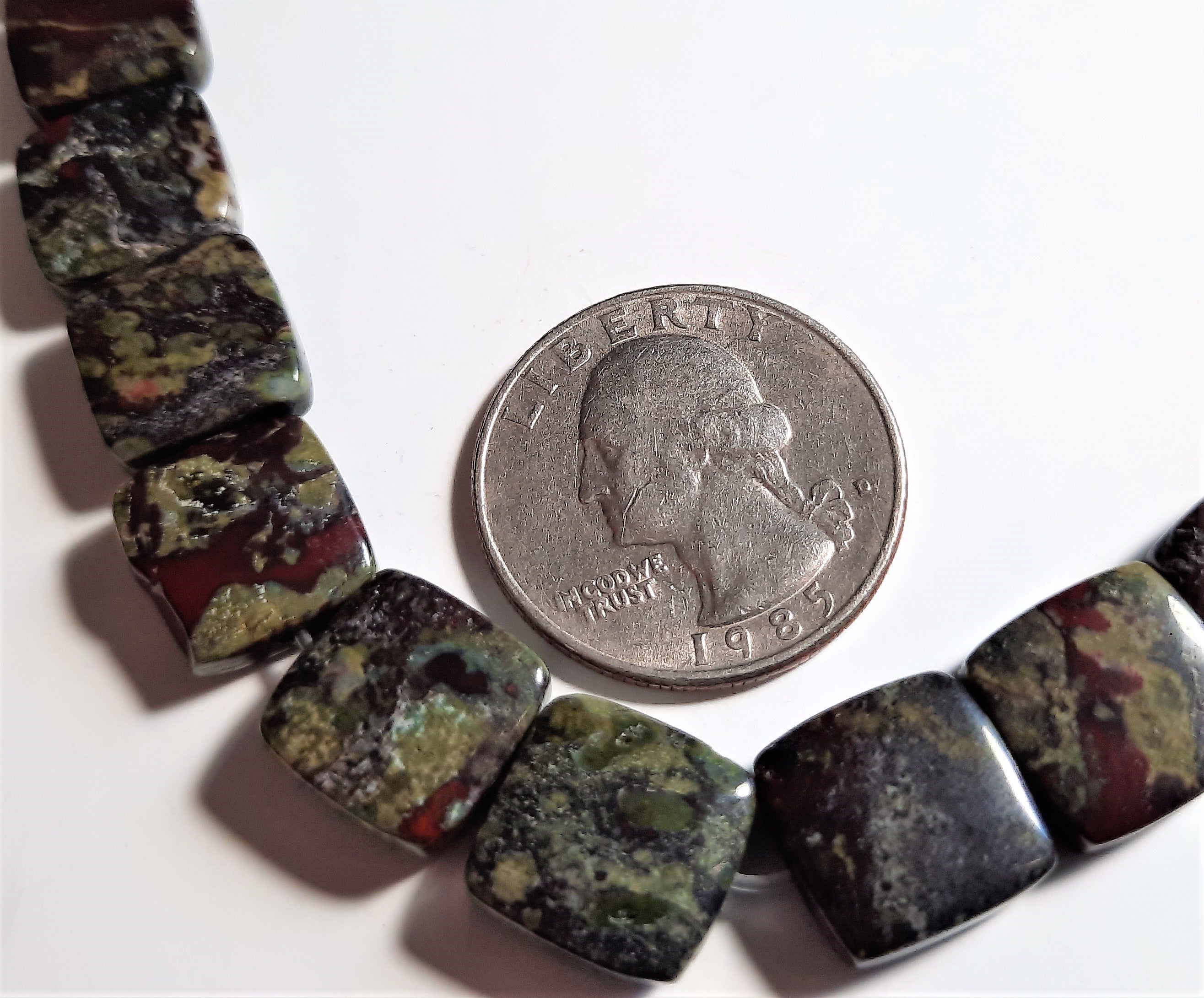 Dragon Blood Jasper 12mm Square Dakota Stones 8-Inch ACTUAL STRAND