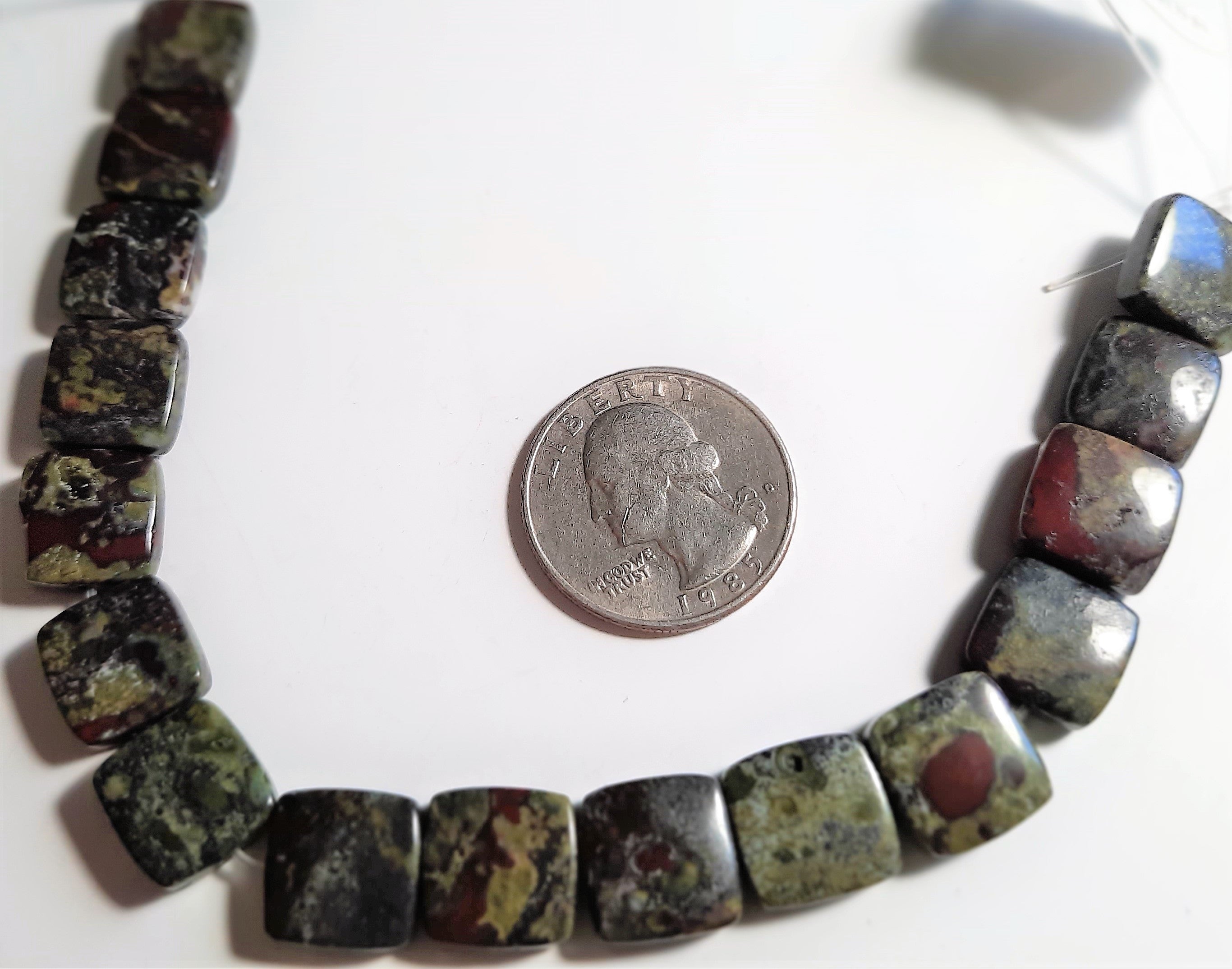 Dragon Blood Jasper 12mm Square Dakota Stones 8-Inch ACTUAL STRAND