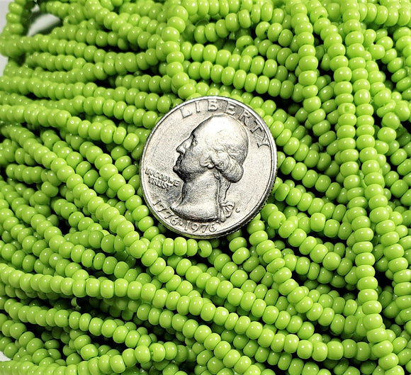 6/0 Lime Green Opaque Loose Czech Seed Beads 25g