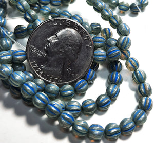 5mm Melon Pale Turquoise with an Turquoise Wash Czech Glass Beads 25ct