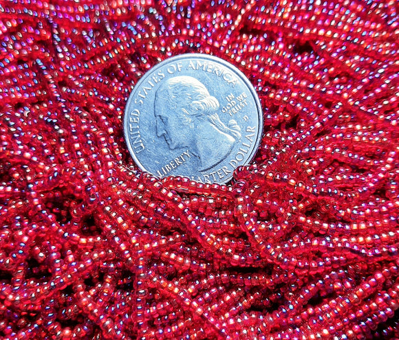 11/0 Siam Red Copper-Lined Iris Czech Seed Beads Full Hank