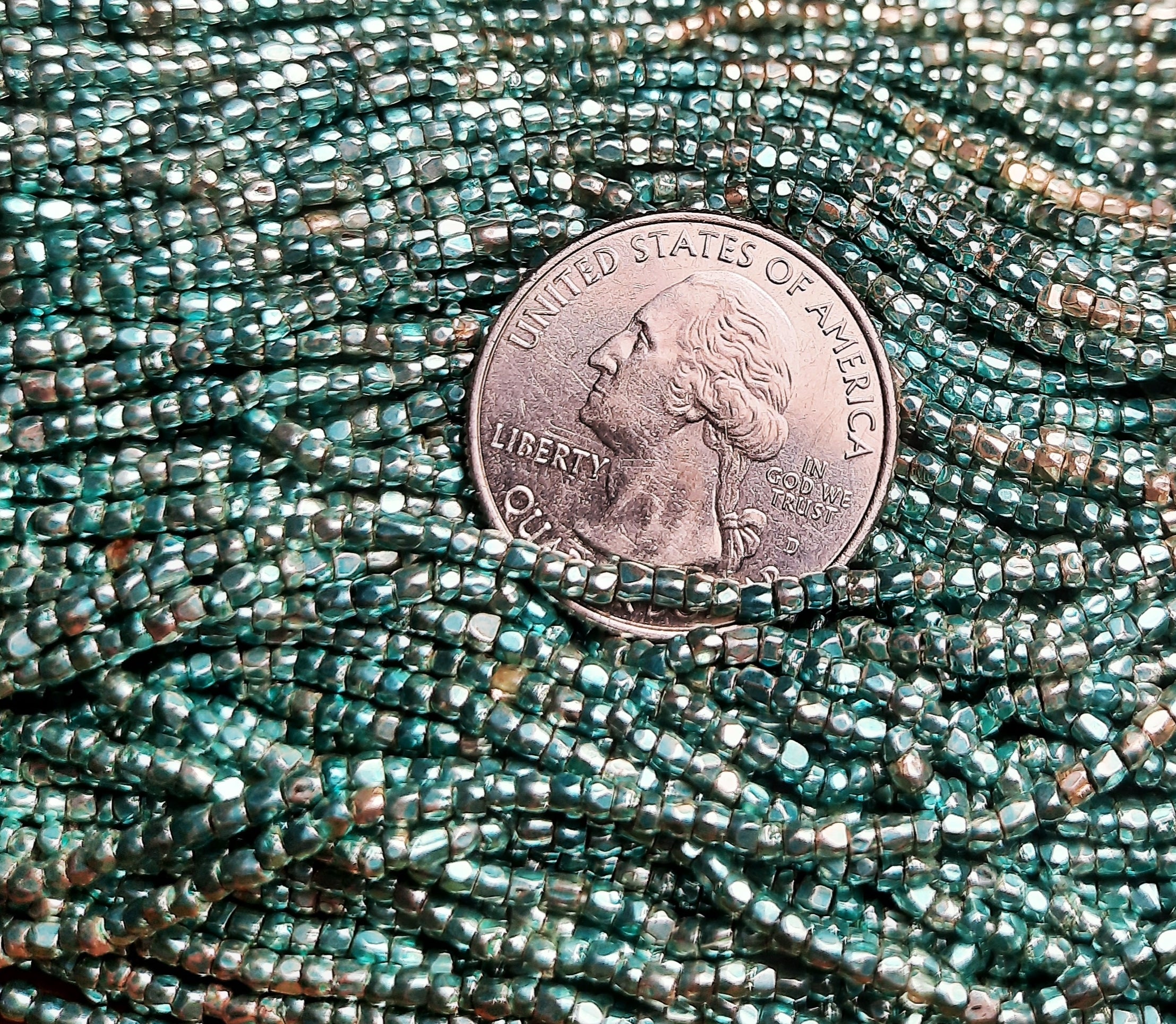 9/0 Metallic Light Green 3-Cut Czech Seed Beads Full Hank