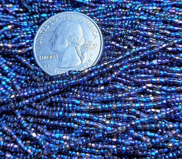 12/0 Blue Iris Metallic 3-Cut Czech Seed Beads Full Hank