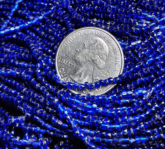 9/0 Cobalt Silver-Lined 3-Cut Czech Seed Beads Full Hank