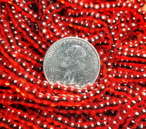 6/0 Black-Lined Light Red Czech Seed Beads 4 Strands