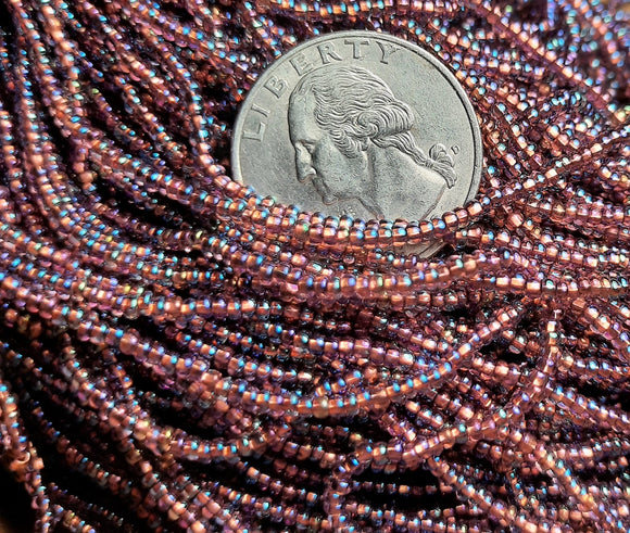 11/0 Amethyst Copper-Lined Iris Czech Seed Beads Full Hank
