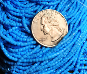 9/0 Opaque Blue Turquoise 3-Cut Czech Seed Beads Full Hank