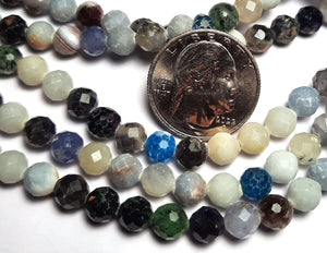 8mm Mixed Faceted Round Gemstone Beads 8-Inch Strand