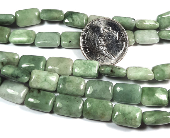 18x13mm Burma Jade Puffed Rectangle Gemstone Beads 8-Inch Strand