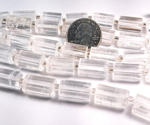 16x10mm Crystal Quartz Faceted Tube Gemstone Beads 8-Inch Strand