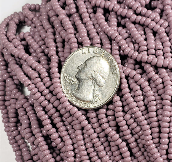 8/0 Purple Opaque Strung Czech Seed Beads Half Hank