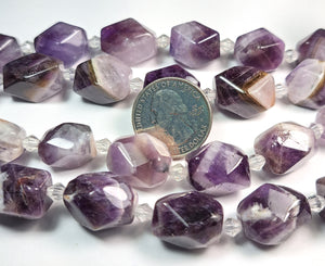 18x15mm Amethyst Faceted Nugget Gemstone Beads 8-Inch Strand