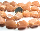 23x15mm Orange Moonstone Faceted Nugget Gemstone Beads 8-Inch Strand