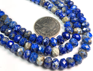 8x5mm Lapis Faceted Rondelle Gemstone Beads 8-Inch Strand