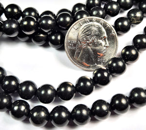 8mm Shungite Round Gemstone Beads 8-Inch Strand