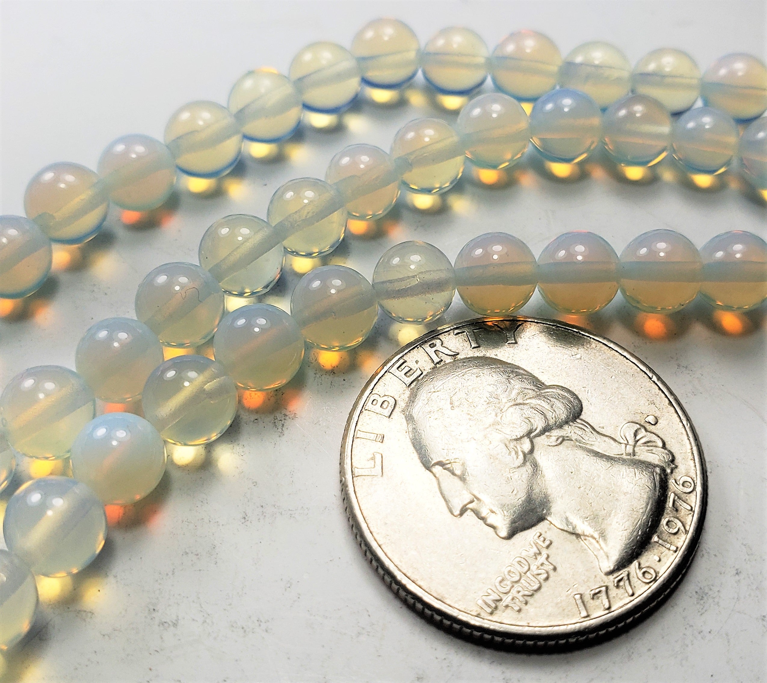 6mm Opal Glass Quartz Round Gemstone Beads 8-inch Strand