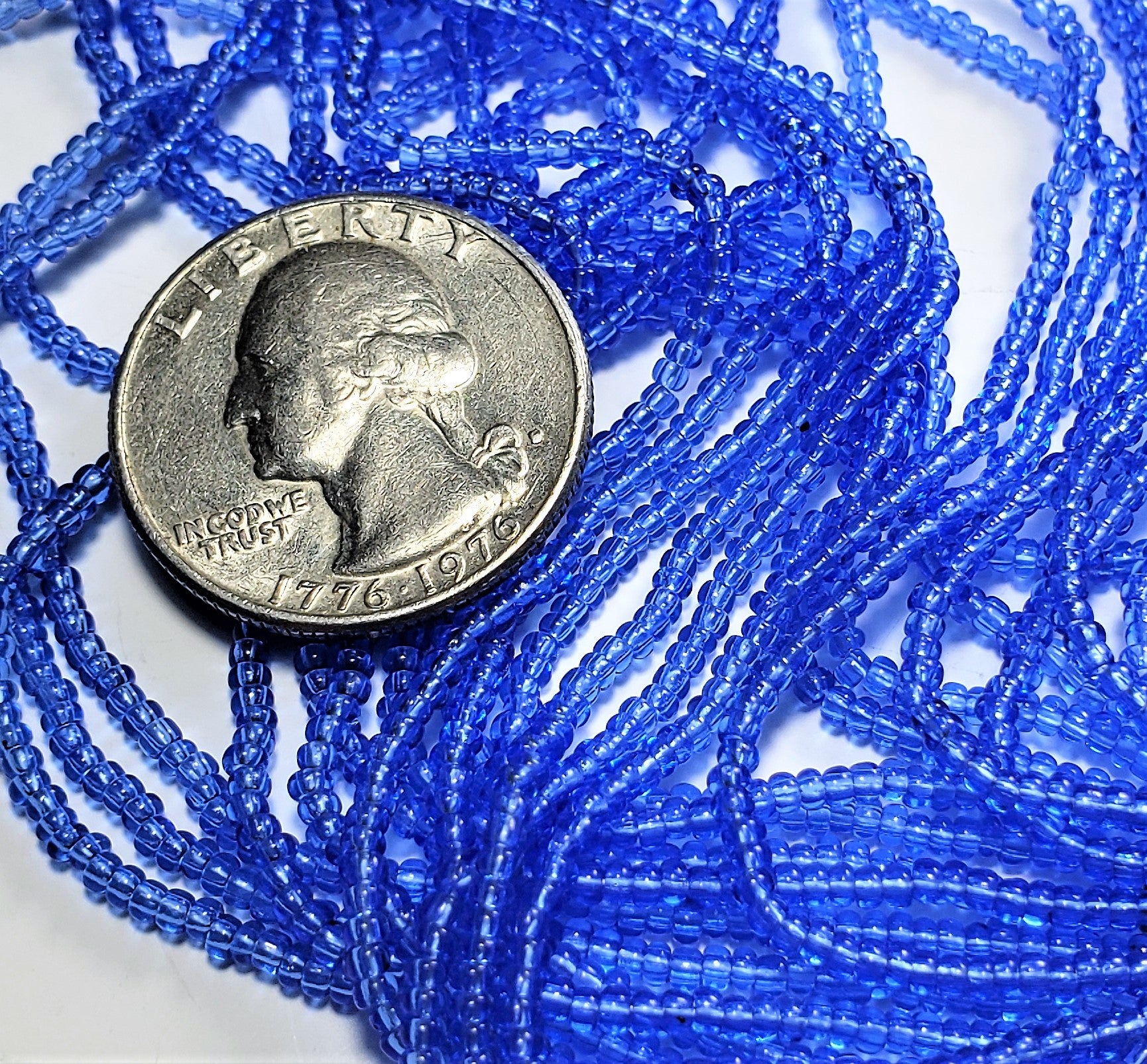 11/0 Light Sapphire Translucent Czech Seed Beads Full Hank