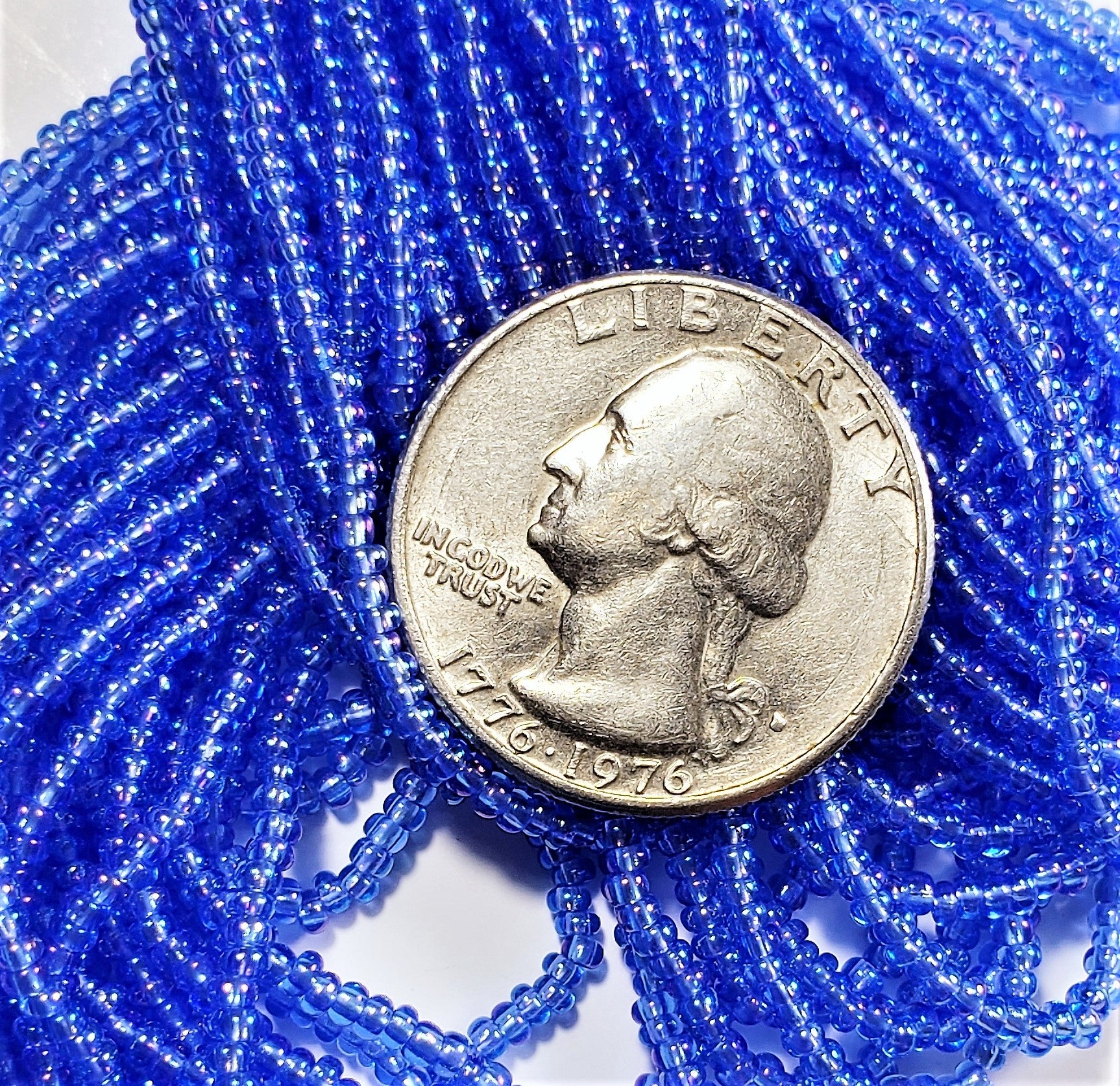 11/0 Light Sapphire AB Czech Seed Beads Full Hank